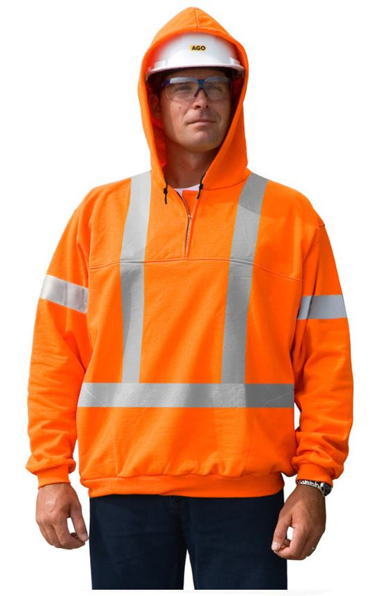 Hi-Vis Arborist 1/4 Zip Hooded Sweatshirt